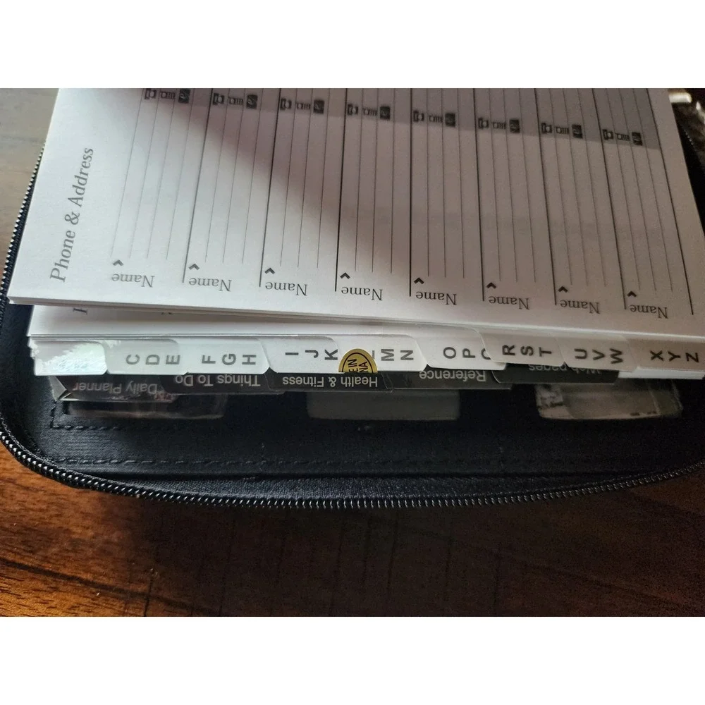 NWT Mundi Mundex Planner Organizer Black Faux Pebble Leather Agenda, Calculator,